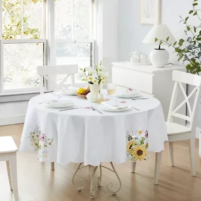 Elrene Home Fashions Sunflower And Daisies Cutwork Tablecloth