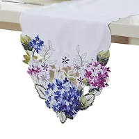 Elrene Home Fashions Spring Hydrangea Floral Cutwork Table Runner