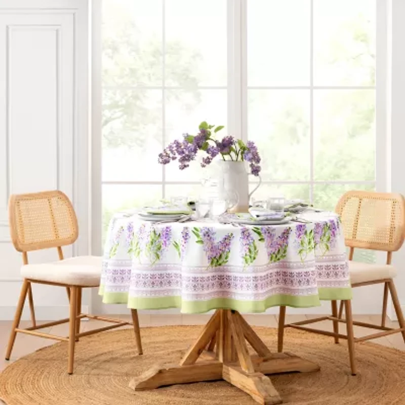 Elrene Home Fashions Lilac Garden 70” Round Engineered Tablecloths