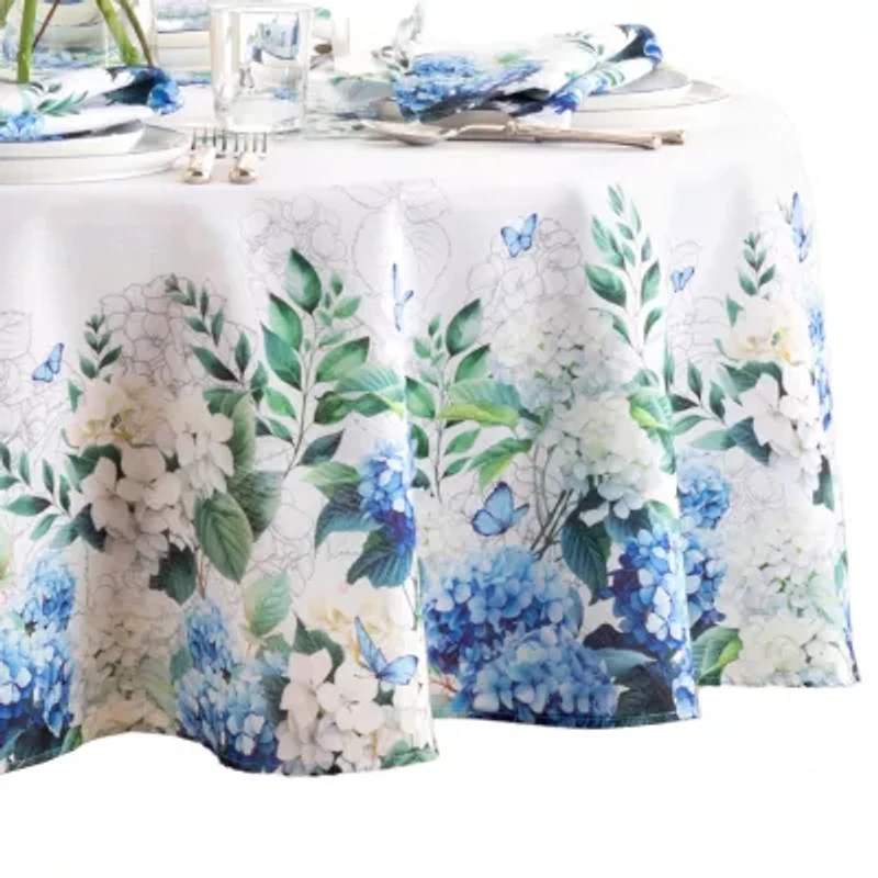 Elrene Home Fashions Hydrangea Bloom 70” Round Double Border Tablecloths