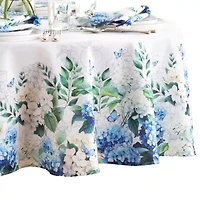 Elrene Home Fashions Hydrangea Bloom 70” Round  Double Border Tablecloths