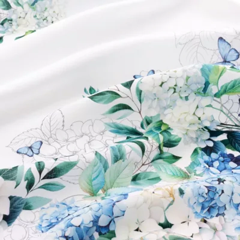 Elrene Home Fashions Hydrangea Bloom 70” Round Double Border Tablecloths