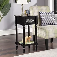 French Country Khloe 1-Drawer Accent Table with Shelf