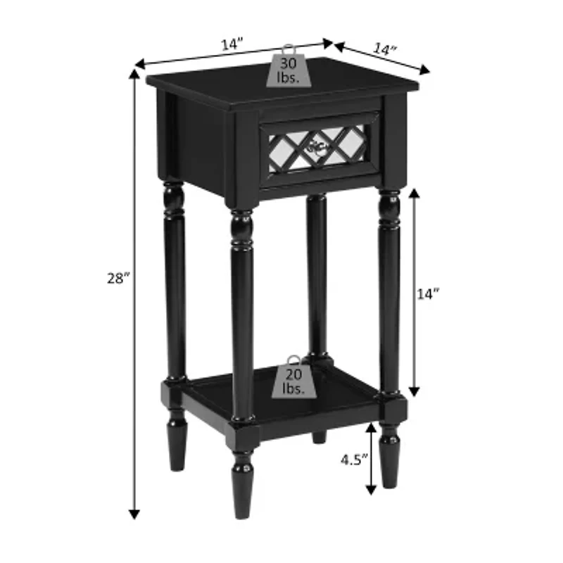 French Country Khloe 1-Drawer Accent Table with Shelf