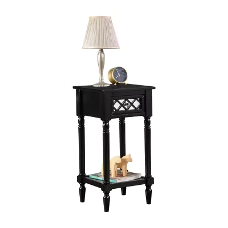 French Country Khloe 1-Drawer Accent Table with Shelf