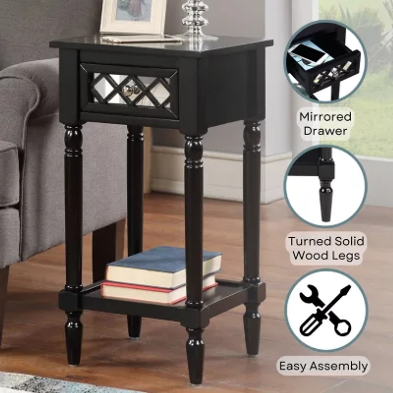 French Country Khloe 1-Drawer Accent Table with Shelf