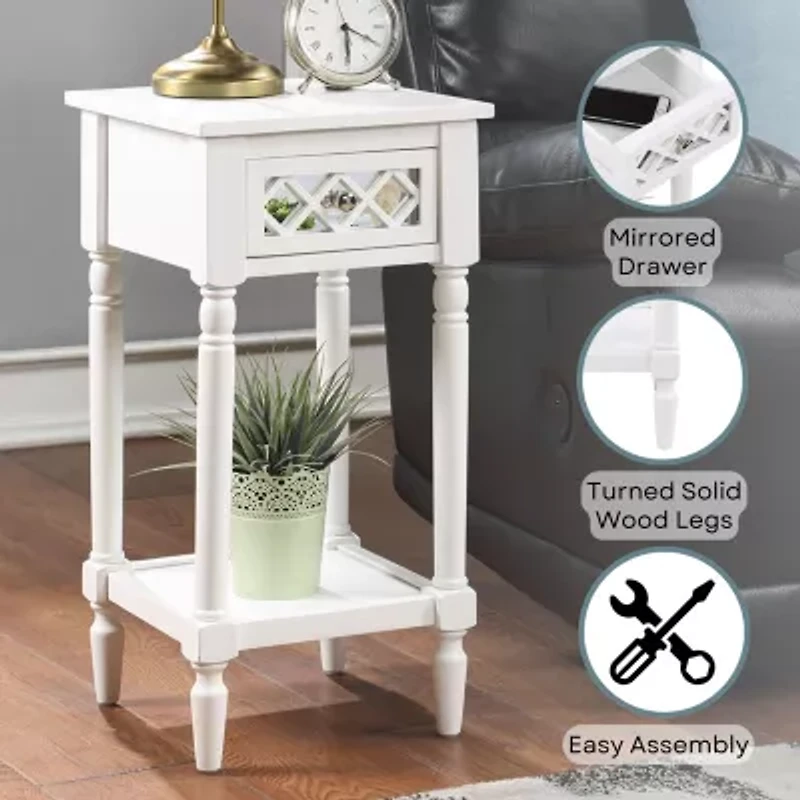 French Country Khloe 1-Drawer Accent Table with Shelf