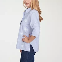 Alfred Dunner Classics Womens 3/4 Sleeve Blouse