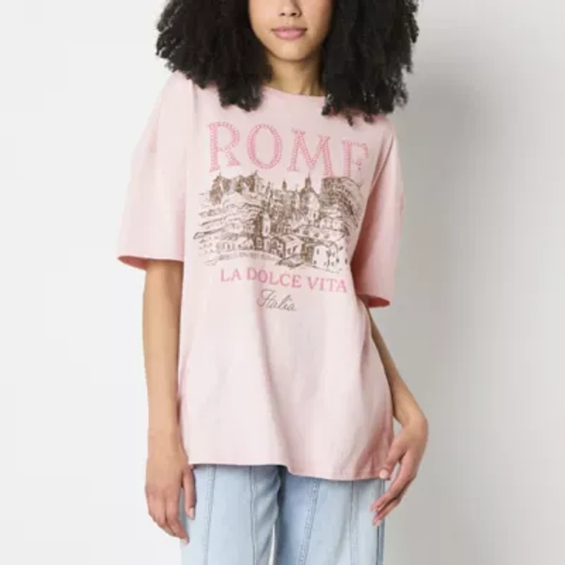 Rome Italy La Dolce Vida Oversized Tee Womens Crew Neck Short Sleeve Oversized Juniors Graphic T-Shirt
