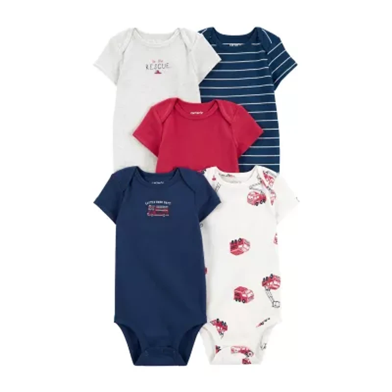 Carter's Baby Boys Crew Neck Short Sleeve Rib 5-pc. Bodysuit