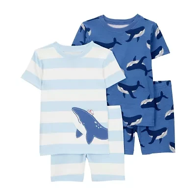 Carter's Baby Boys Rib Crew Neck Short Sleeve 4-pc. Pajama Sets