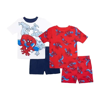 Disney Collection Little & Big Kid Boys Spiderman Crew Neck Short Sleeve 4-pc. Pajama Sets