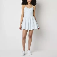 Arizona Bubble Hem Womens Sleeveless Gingham Juniors Fit + Flare Dress