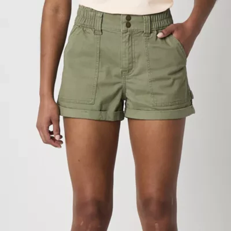 Arizona Womens High Rise Juniors Midi Short