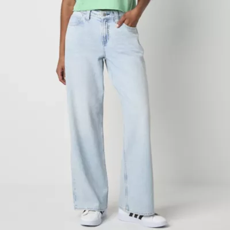 Arizona Juniors Womens Low Rise Wide Leg Jean