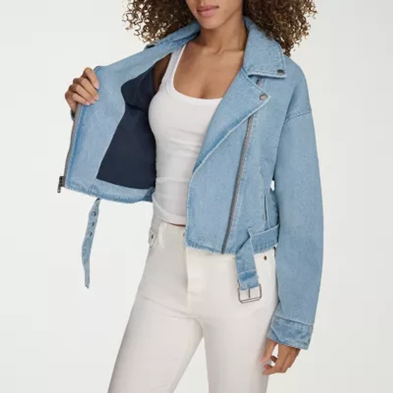 Levi's® Midweight Denim Belted Wind Resistant Womens Motorcycle Jacket