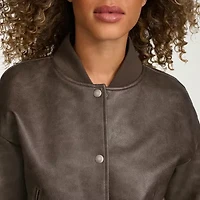 Levi's® Faux Leather Wind Resistant Water Midweight Womens Bomber Jacket