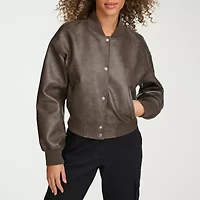 Levi's® Faux Leather Wind Resistant Water Midweight Womens Bomber Jacket