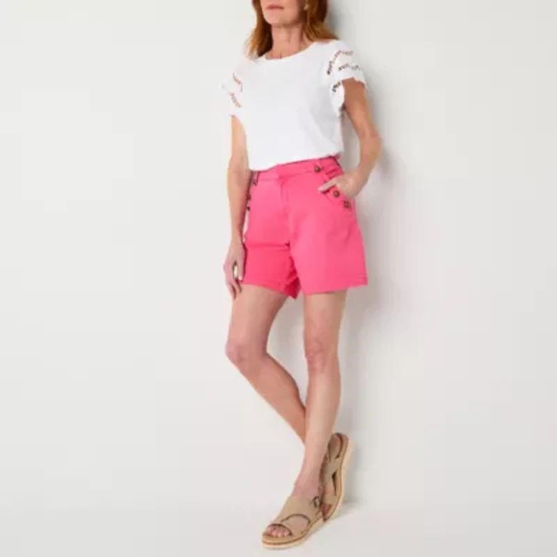 St. John's Bay Womens 7" Mid Rise Chino Short