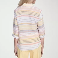 Alfred Dunner Dress Code Womens 3/4 Sleeve Button-Down Shirt