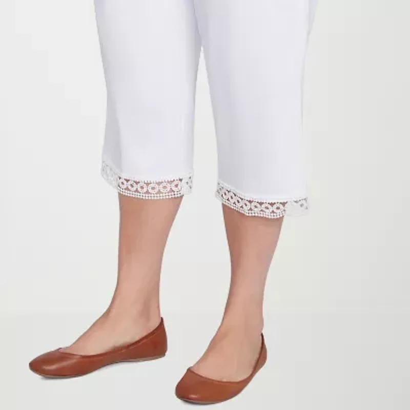 Alfred Dunner Dress Code Womens Plus Stretch Fabric Straight Mid Rise Capri Pant