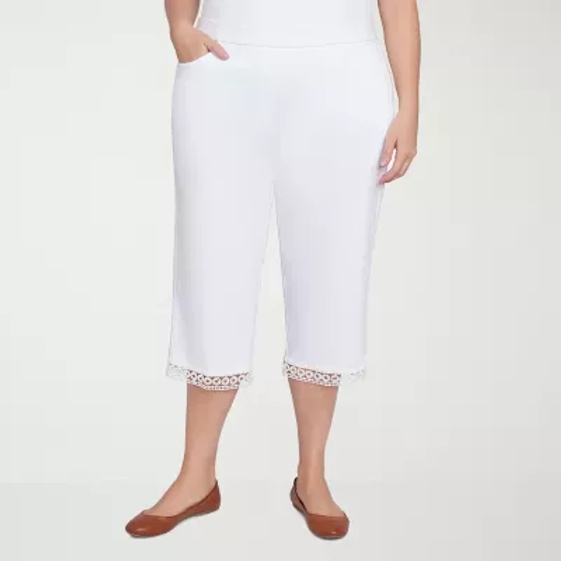 Alfred Dunner Dress Code Womens Plus Stretch Fabric Straight Mid Rise Capri Pant