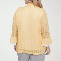 Alfred Dunner Dress Code Womens Crew Neck 3/4 Sleeve Plus Layered Top
