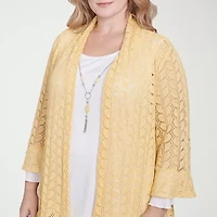 Alfred Dunner Dress Code Womens Crew Neck 3/4 Sleeve Plus Layered Top