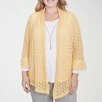 Alfred Dunner Dress Code Womens Crew Neck 3/4 Sleeve Plus Layered Top