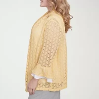 Alfred Dunner Dress Code Womens Crew Neck 3/4 Sleeve Plus Layered Top