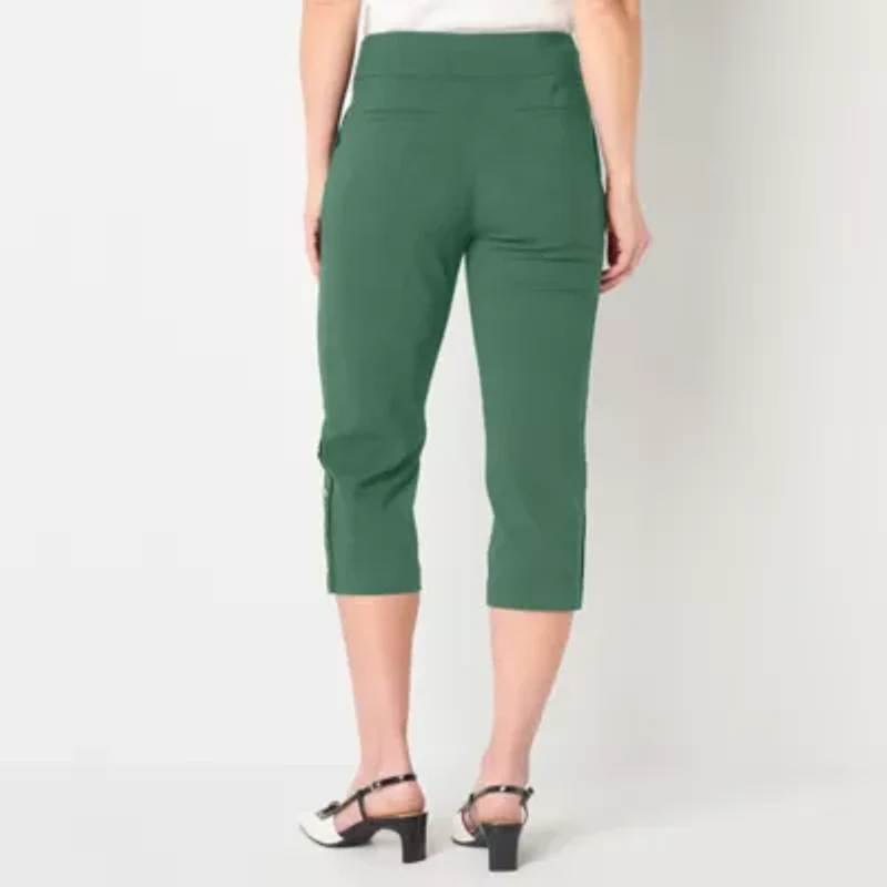 Liz Claiborne April Womens Stretch Fabric Slim Mid Rise Capri Pant