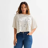Hope & Wonder Black History Month Drawing Womens Crew Neck Short Sleeve Plus Crop Top