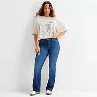 Hope & Wonder Black History Month Drawing Womens Crew Neck Short Sleeve Plus Crop Top