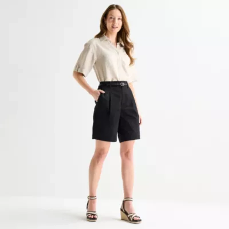 Liz Claiborne Womens 9" Mid Rise Bermuda Short