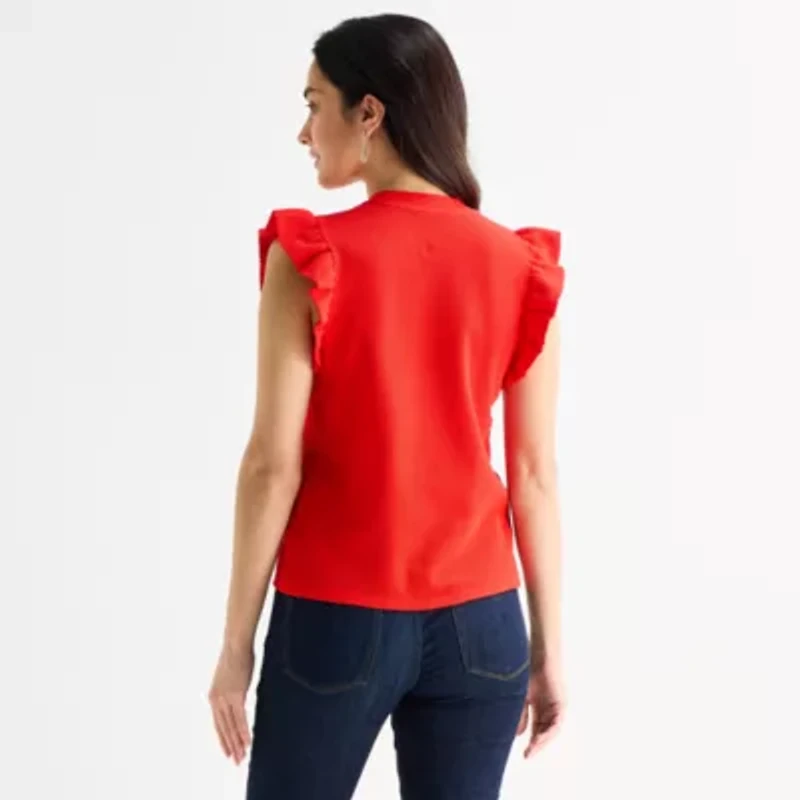 St. John's Bay Womens Crew Neck Short Sleeve Blouse