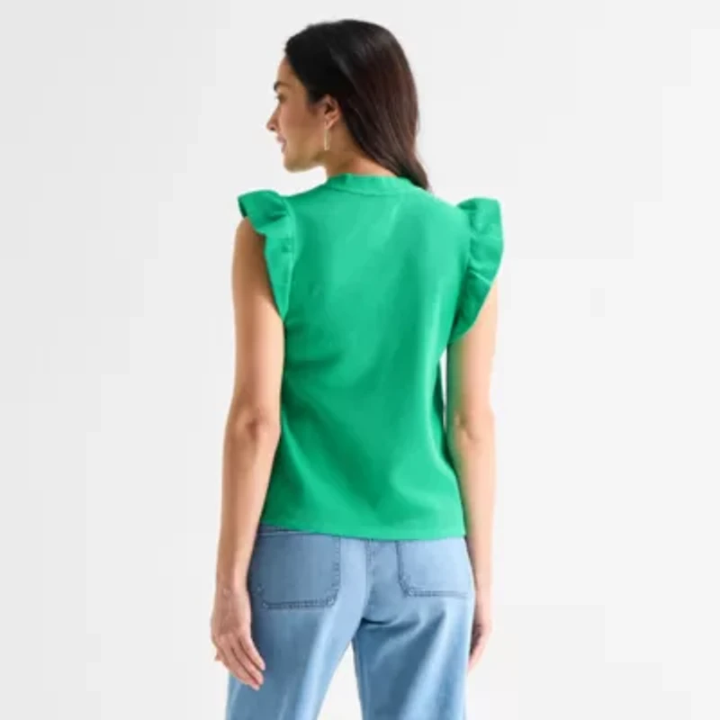 St. John's Bay Womens Crew Neck Short Sleeve Blouse