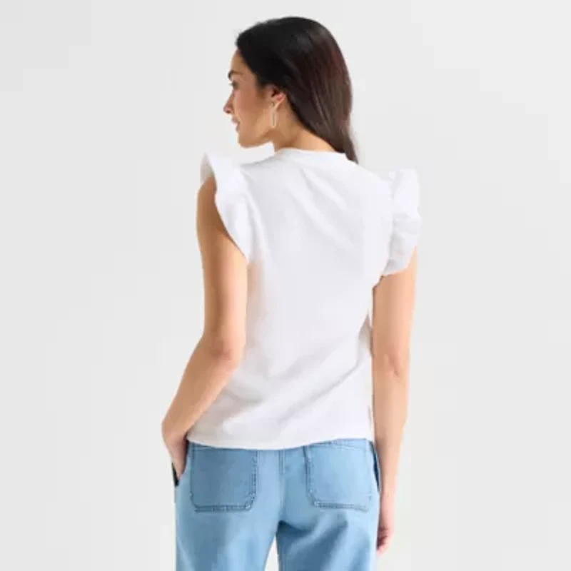 St. John's Bay Womens Crew Neck Short Sleeve Blouse