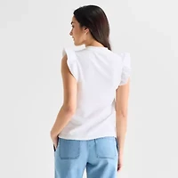 St. John's Bay Womens Crew Neck Short Sleeve Blouse