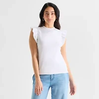 St. John's Bay Womens Crew Neck Short Sleeve Blouse