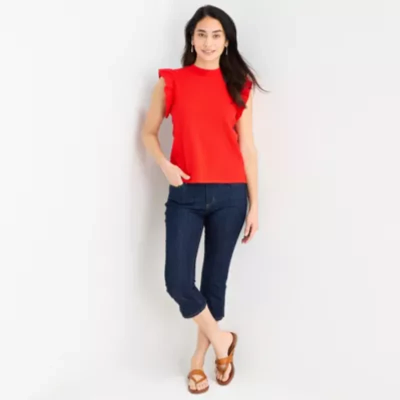St. John's Bay Womens Crew Neck Short Sleeve Blouse