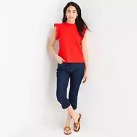 St. John's Bay Womens Crew Neck Short Sleeve Blouse