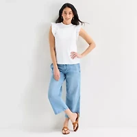 St. John's Bay Womens Crew Neck Short Sleeve Blouse