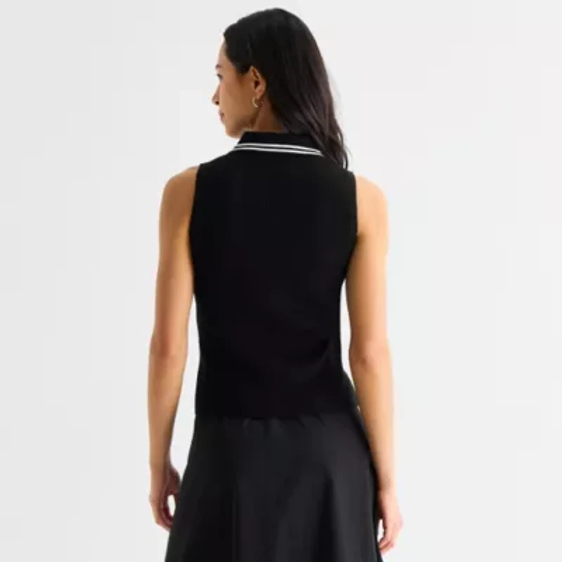 Stylus Womens Sleeveless Polo Sweater