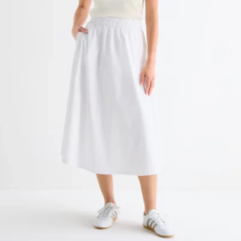 Stylus Womens Midi A-Line Skirt