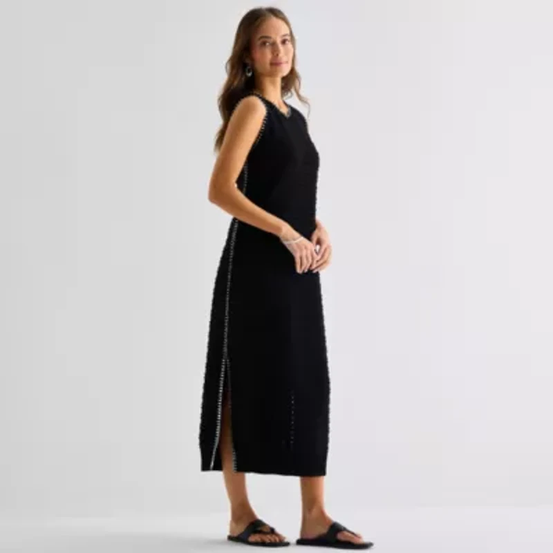 Stylus Womens Sleeveless Midi Sweater Dress