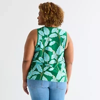 St. John's Bay Womens Plus Scoop Neck Sleeveless Tank Top
