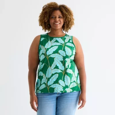 St. John's Bay Womens Plus Scoop Neck Sleeveless Tank Top