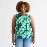 St. John's Bay Womens Plus Scoop Neck Sleeveless Tank Top