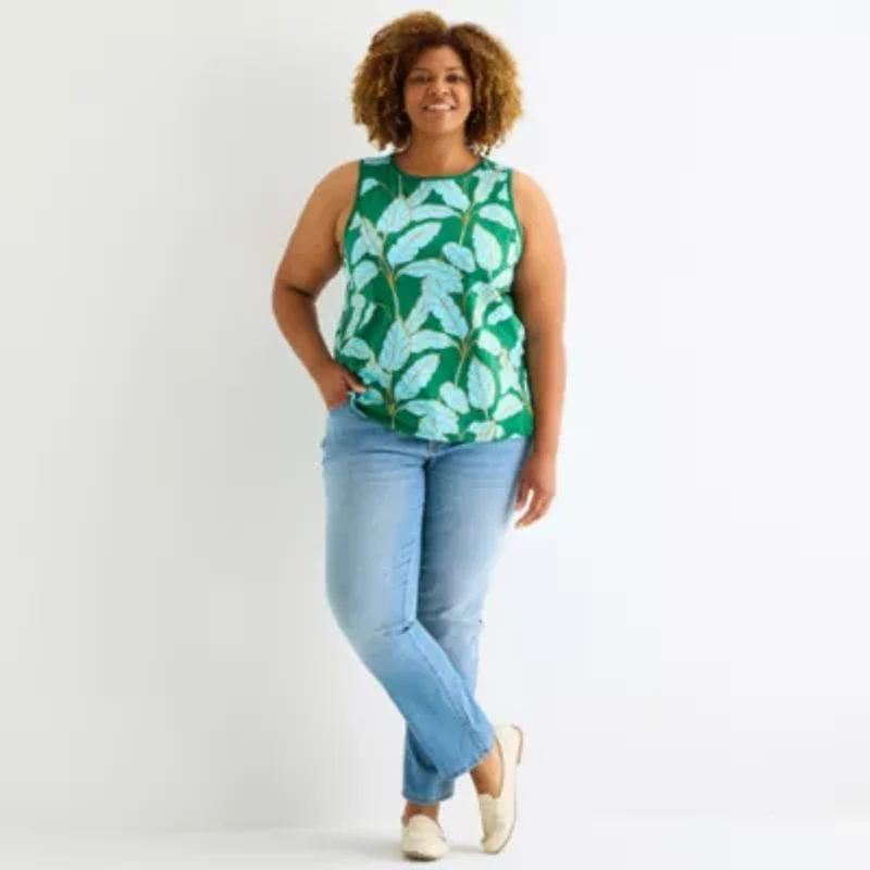 St. John's Bay Womens Plus Scoop Neck Sleeveless Tank Top