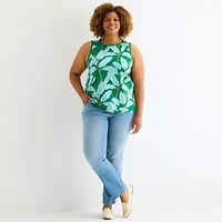 St. John's Bay Womens Plus Scoop Neck Sleeveless Tank Top